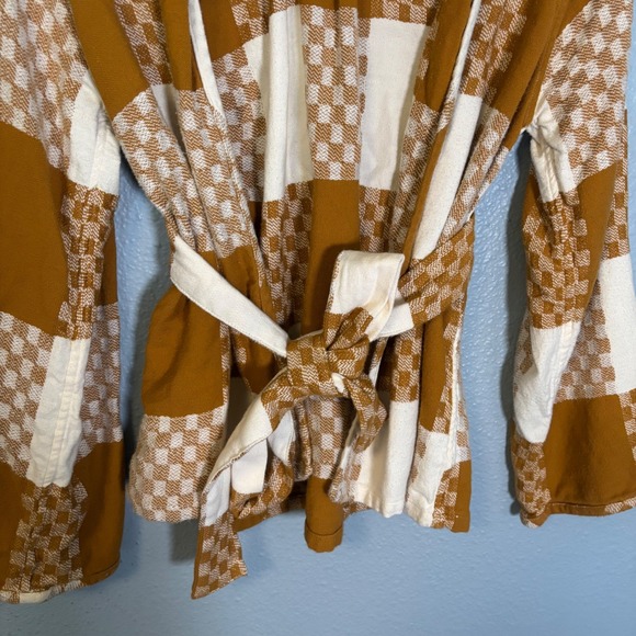 Ace & Jig Womens Chase Cardigan Clove Brown Plaid Waist Tie Size XS Cotton - Picture 5 of 10